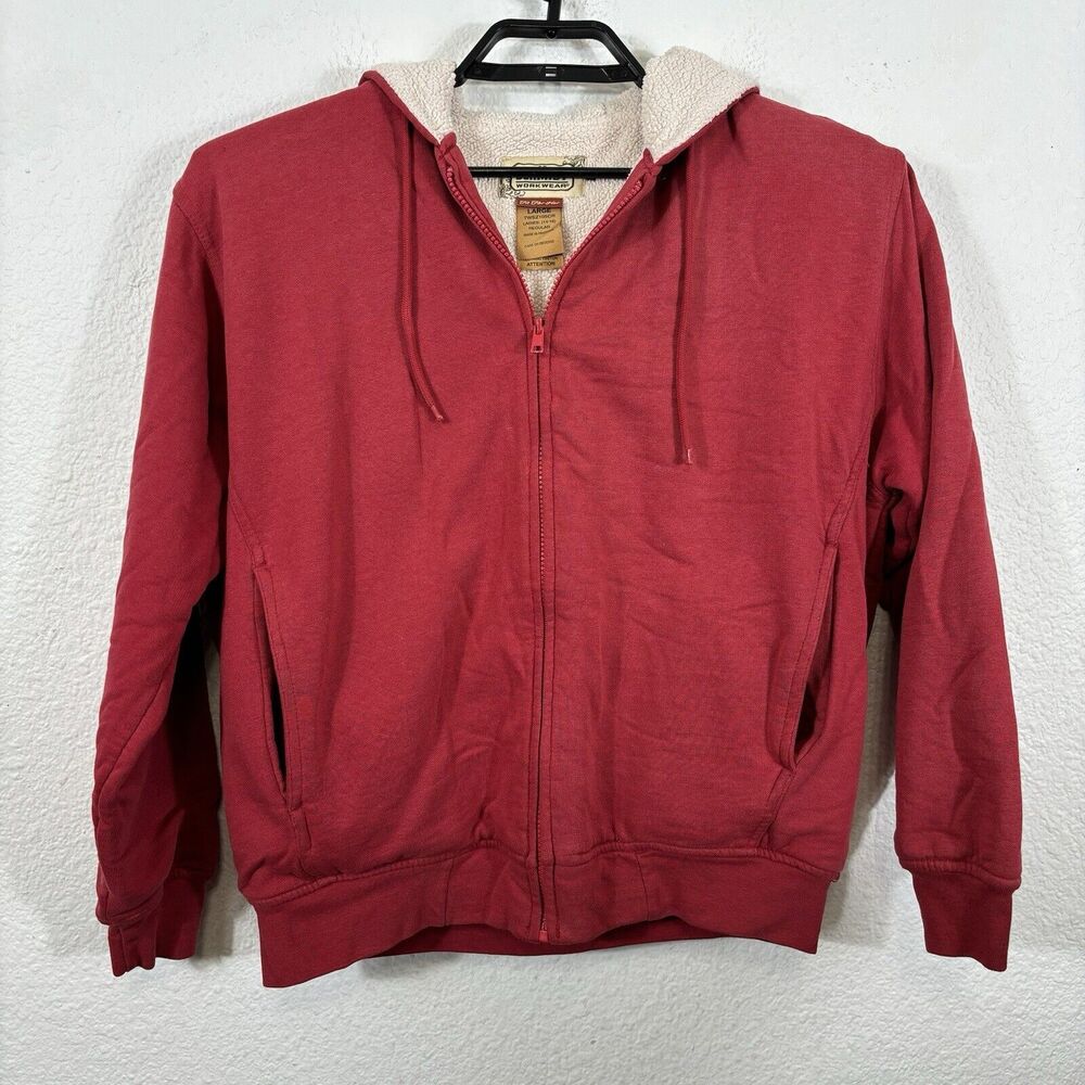 CE Schmidt Workwear Jacket Womens Size Large Red Zip Front Cotton Blend